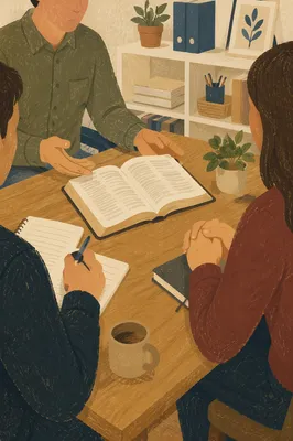 Pastor Counseling Couple in Church Office