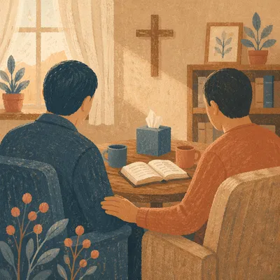 Private Pastor Counseling in Warm Church Office