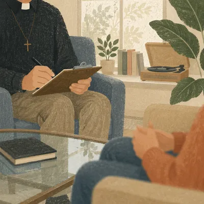 Pastor Counseling in a Peaceful Church Office