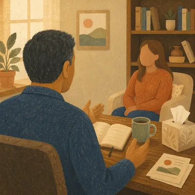 Warm Pastoral Counseling in Church Office