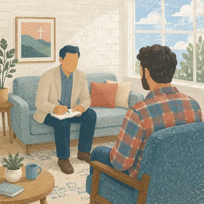 Pastor Counseling in a Peaceful Church Office