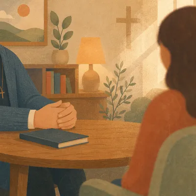 Pastor Counseling in Warm Church Office