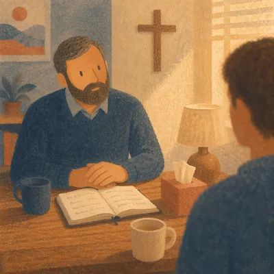 Pastor Counseling Session in Church Office
