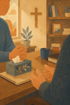 Quiet Pastoral Counseling in Church Office