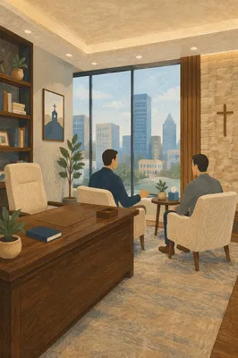 Pastor Counseling in Modern Church Office