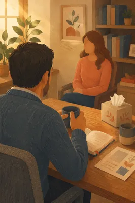 Compassionate Pastor Counseling in Church Office