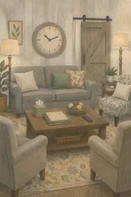 Quiet Pastoral Counseling Office with Warm Lamps