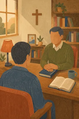 Quiet Pastoral Counseling in Church Office