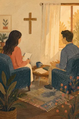 Pastor Counseling in Warm Church Office