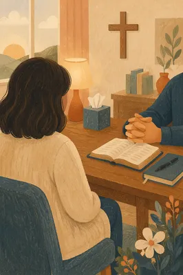 Pastor Counseling Session in Warm Church Office
