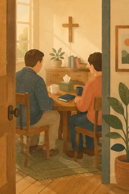 Pastor Counseling in a Quiet Church Office