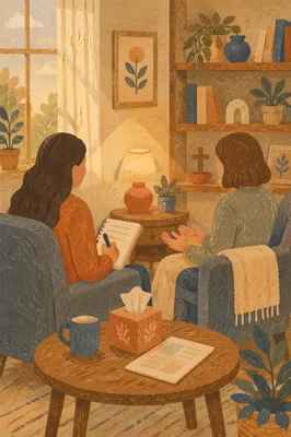 Warm Pastoral Counseling in Church Office