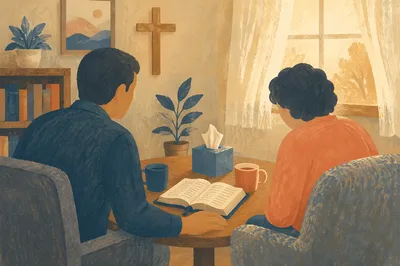 Private Pastor Counseling in Warm Church Office