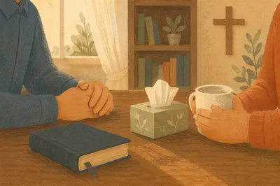 Compassionate Pastor Counseling in Church Office