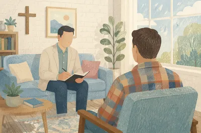 Pastor Counseling Session in Bright Office