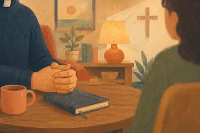 Pastor Counseling Session in Warm Church Office