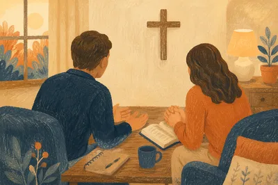 Compassionate Pastor Counseling in Church Office