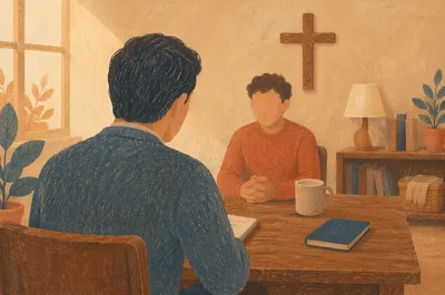 Pastor Counseling in Warm Church Office