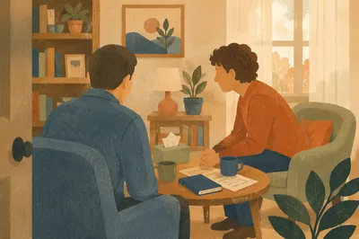 Compassionate Pastor Counseling in Church Office