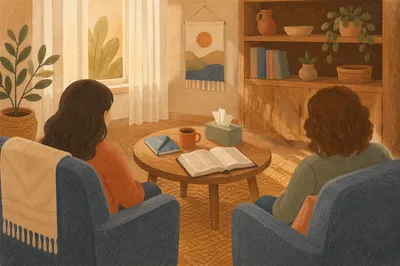 Quiet Pastor Counseling in Church Office