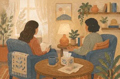 Warm Pastoral Counseling Office Conversation