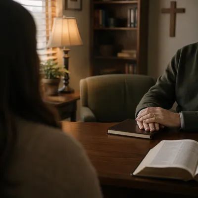 Quiet Pastoral Counseling in Church Office