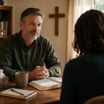 Pastor Counseling Session in Church Office