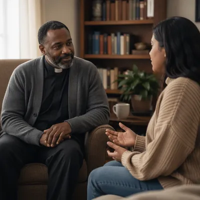 Pastor Listening During Office Counseling Session