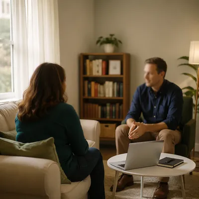 Pastor Counseling Conversation in Quiet Office