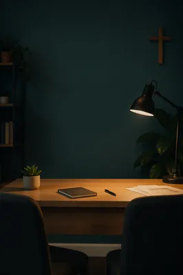 Quiet Pastoral Counseling Office with Empty Chairs
