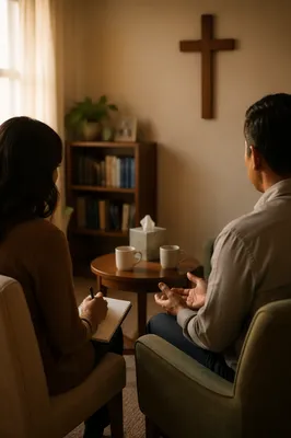 Pastor Counseling Session in Church Office