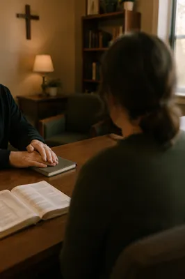 Quiet Pastoral Counseling in Church Office