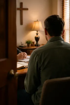 Quiet Pastoral Counseling in Church Office