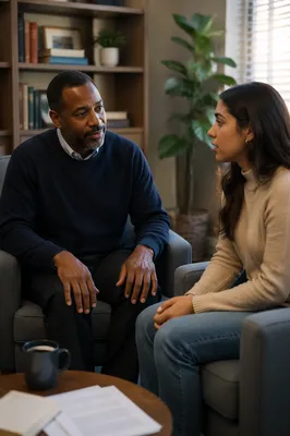 Pastor Listening During Office Counseling Session