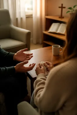 Quiet Pastoral Counseling in Church Office
