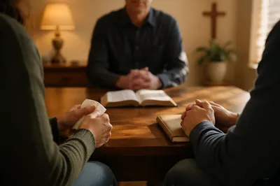 Pastor Counseling Session in Warm Church Office