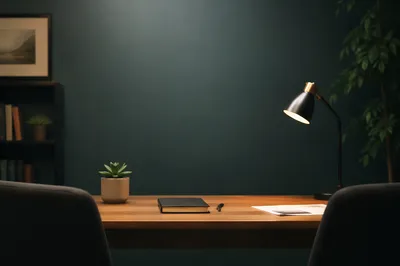 Quiet Pastoral Counseling Office with Teal Wall