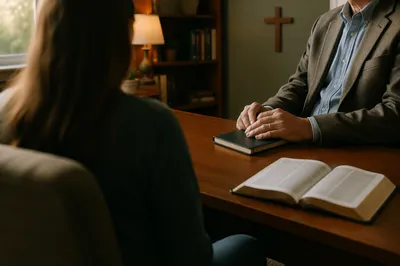 Quiet Pastoral Counseling in Church Office