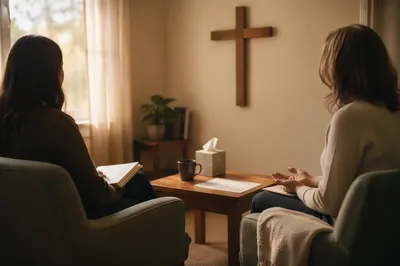 Pastor Counseling in Warm Church Office