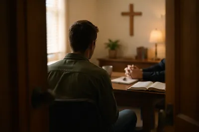 Quiet Pastoral Counseling in Church Office