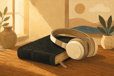 Bible and Headphones for Sermon Preparation