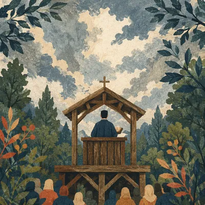 Pastor Preaching at Woodland Chapel Pulpit