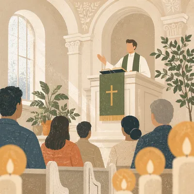 Pastor Preaching at White Chapel Pulpit