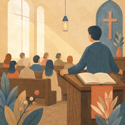 Pastor Preaching in Morning Chapel Light