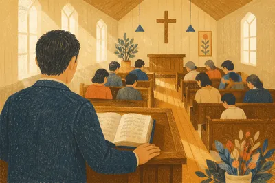 Pastor Preaching in Modest Chapel