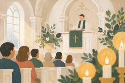 Pastor Preaching in Bright Chapel Pulpit