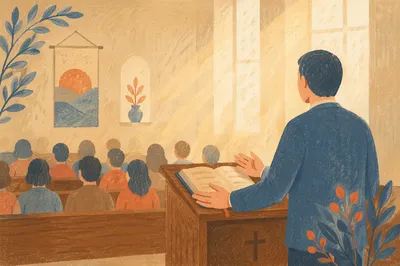 Pastor Preaching in Morning Chapel Light
