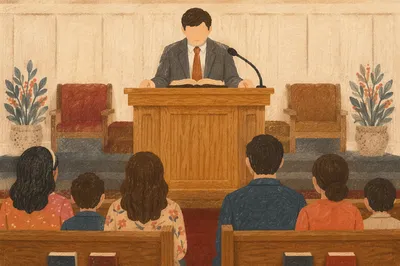 Pastor Preaching at Honey Oak Pulpit