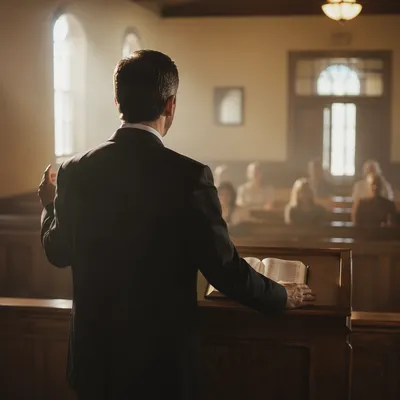 Pastor Preaching in a Quiet Chapel