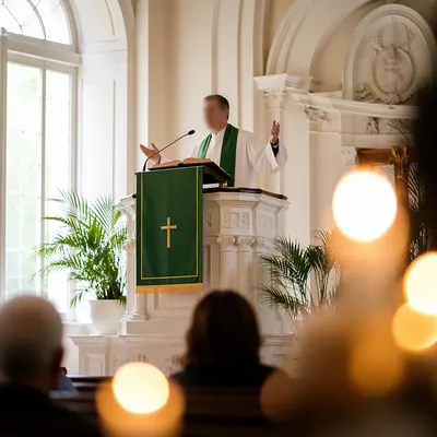 Pastor Preaching at White Chapel Pulpit